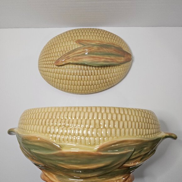 Vintage Retro Pfaltzgraff Lidded Corn Shaped Casserole Dish Kitshy Casserole - Picture 7 of 11
